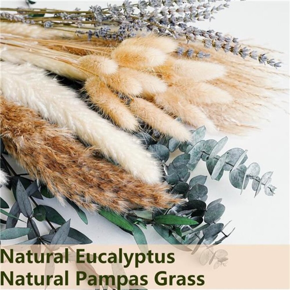 Green Pampas Grass Boho Bouquet – Exquisite Lavender and Eucalyptus Dried Flower - Picture 4 of 8